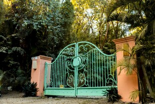 复古绿色铁艺花园大门