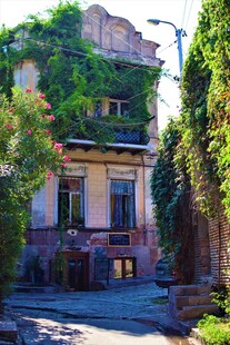 绿植覆盖的古朴老旧建筑