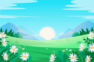 春日绿野雏菊盛放美景