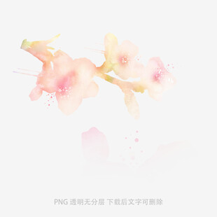 水彩绘就的柔美粉色花枝