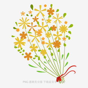 手绘黄色小花花束插画