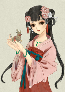 古风少女与小鸟