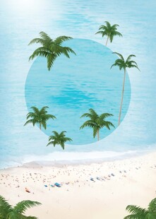夏日海滩与椰树美景