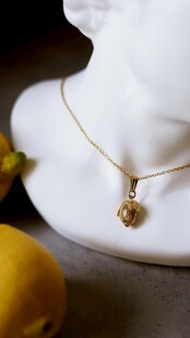 精致金项链搭配柠檬摆件