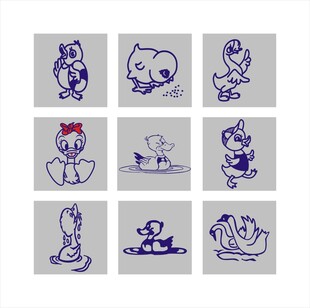 卡通鸡鸭线稿