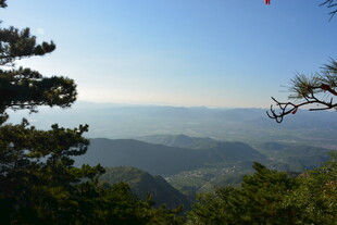 山巅远眺绿意绵延美景