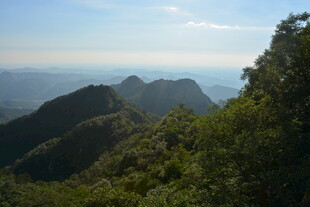 山峦绿意间的壮阔远景