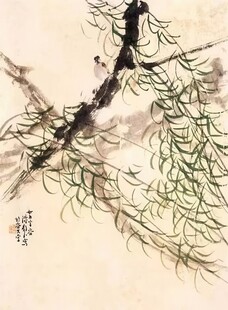 水墨柳枝图