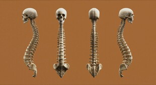 人体脊柱与头骨模型展示