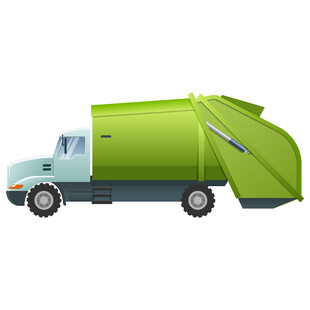 绿色垃圾压缩车