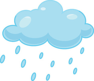 蓝色云朵下雨卡通图案