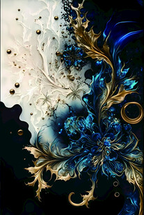 梦幻蓝金抽象艺术图案