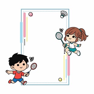 羽毛球人物卡通展板