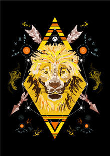 几何风格狮子图腾插画