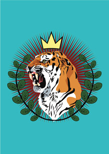 戴皇冠的咆哮老虎