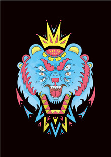皇冠蓝熊刺绣图案