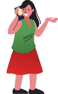打电话的红衣绿衣女孩
