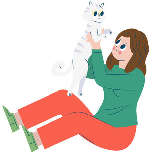 女孩开心抱猫瞬间