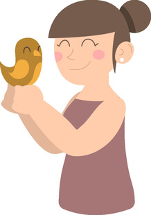 女孩开心捧小鸭