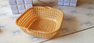 塑料仿编织方形藤编收纳篮