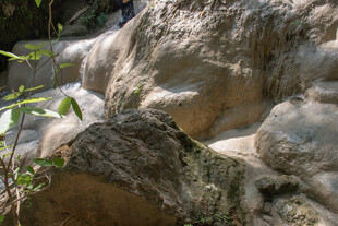 嶙峋山石与绿植相伴