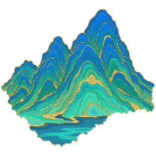 青绿山水插画