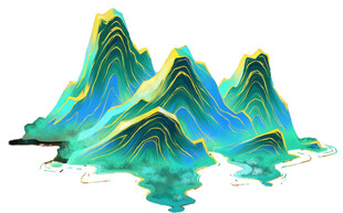 水墨风山水景观图