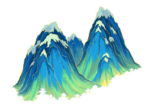 梦幻渐变色彩的巍峨山峰
