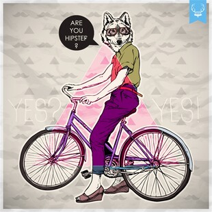 骑自行车的时尚猫咪女孩