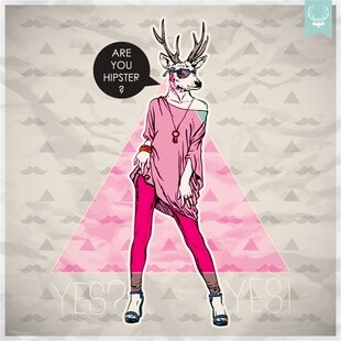 时尚鹿头女孩穿搭插画