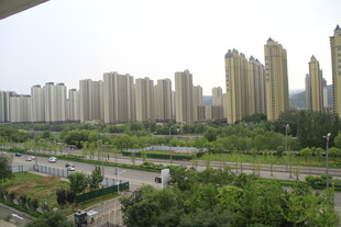 城市高楼与绿地景观