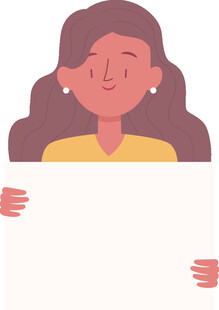 手持白板的微笑女性