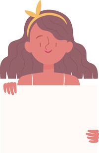 女孩手持空白广告牌