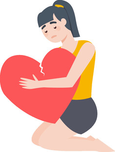 女孩深情拥抱爱心