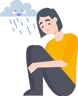 雨中独坐的忧郁青年