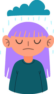 雨中闭眼的忧郁女孩