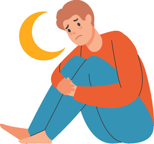 夜晚独坐的忧郁男子