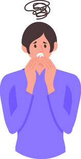 焦虑的人双手捂嘴显烦躁