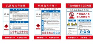 汽油 柴油危害告知卡 有限空间