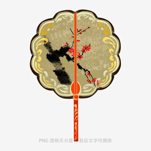 中式古典花鸟团扇图案