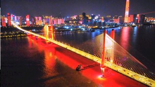 城市夜景中的璀璨桥梁