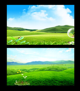 蓝天白云草地