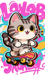 滑板小猫插图