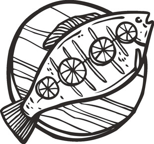 烤柠檬鱼插画