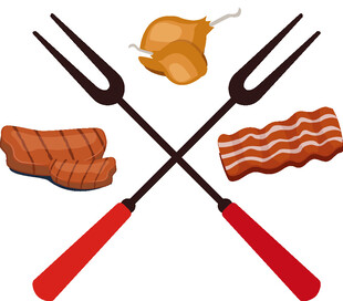 交叉烤具与美味烤肉