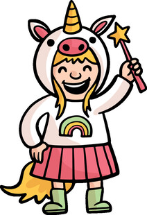 穿独角兽服装的可爱女孩