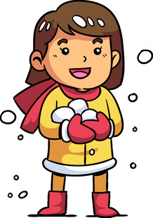 冬日女孩开心捧雪