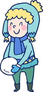 冬日女孩开心捧雪球