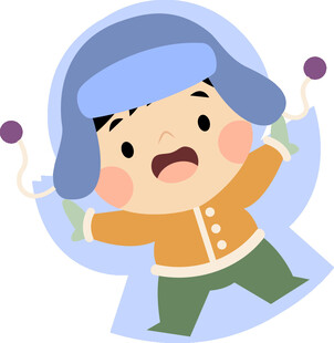 雪地玩耍的可爱小孩