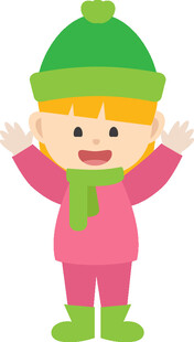 穿冬装的开心小女孩